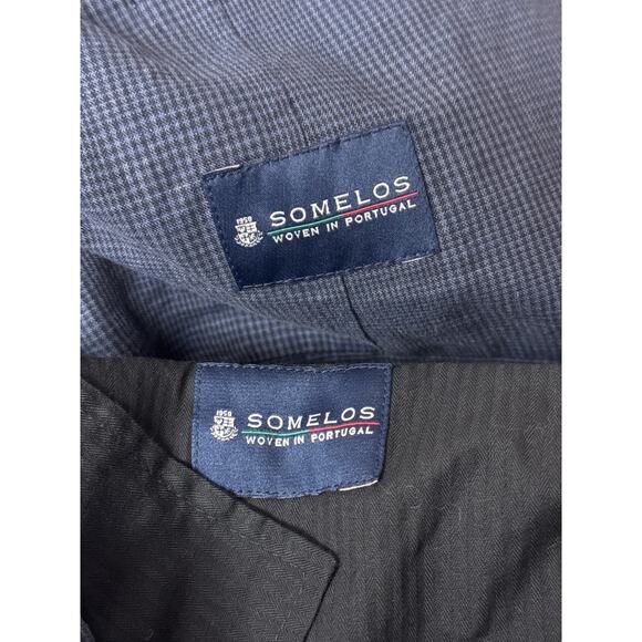 New J Crew Ludlow Slim Suit 41 R Mens Blue Check Portuguese Cotton Linen - Picture 13 of 15